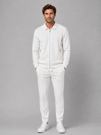 Amos | Men's Co-ord Set Zip Jacket Trousers Two-Piece Textured Smart Casual Coordinated Relaxed Refined Everyday Autumn Winter