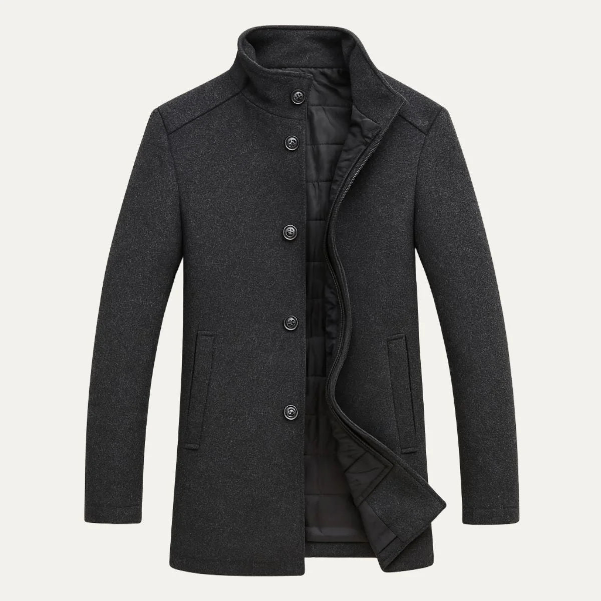 Abram | Men's Wool Coat Overcoat Classic Tailored Structured Longline Warm Premium Smart Formal Business Everyday Autumn Winter