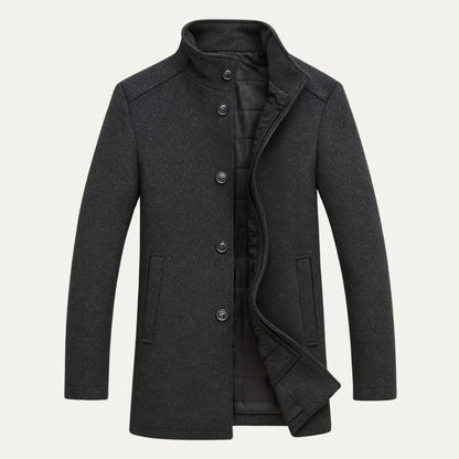 Abram | Men's Wool Coat Overcoat Classic Tailored Structured Longline Warm Premium Smart Formal Business Everyday Autumn Winter