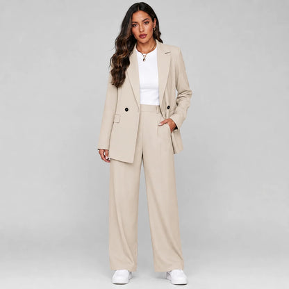 Tatiana | Women's Co-ord Set Longline Blazer Wide-Leg Trousers Two-Piece Tailored Structured Smart Occasion Office Coordinated