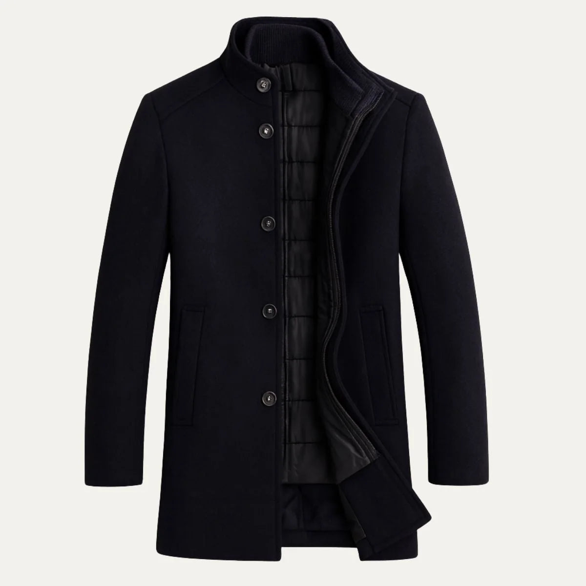 Abram | Men's Wool Coat Overcoat Classic Tailored Structured Longline Warm Premium Smart Formal Business Everyday Autumn Winter