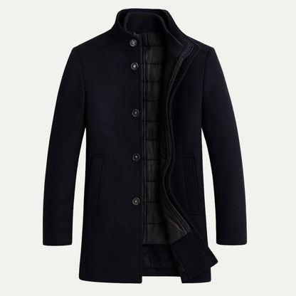 Abram | Men's Wool Coat Overcoat Classic Tailored Structured Longline Warm Premium Smart Formal Business Everyday Autumn Winter