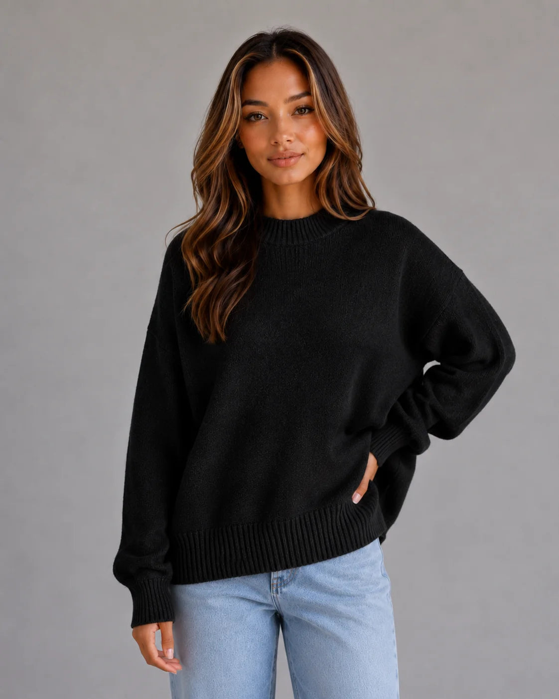 Lexi | Women's Sweater Oversized High Neck Longline Knit Relaxed Dropped Shoulder Soft Cosy Warm Layering Chic Everyday Autumn