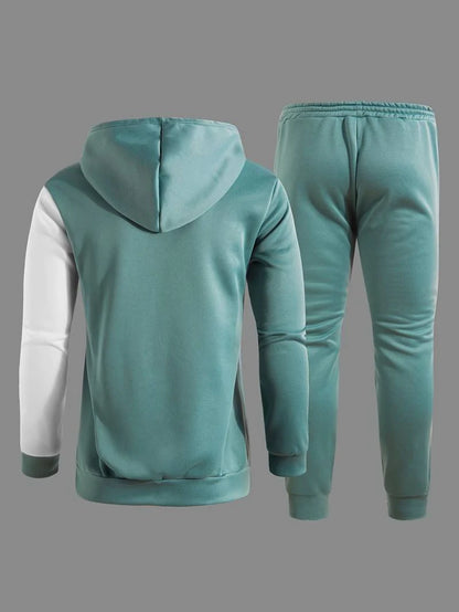 Niko | Men's Co-ord Set Hoodie Joggers Colour-Block Two-Piece Soft Warm Cosy Relaxed Coordinated Casual Everyday Streetwear Autumn