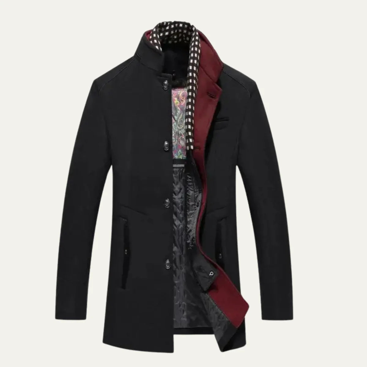 Atlas | Men's Trench Coat Wool Stand Collar Smart Casual Structured Longline Tailored Warm Refined Business Everyday Autumn Winter
