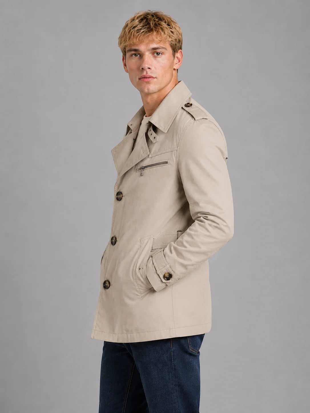 Brendan | Men's Trench Coat Double-Breasted Classic Belted Overcoat Tailored Structured Warm Smart Formal Business Everyday Autumn