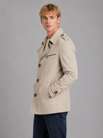 Brendan | Men's Trench Coat Double-Breasted Classic Belted Overcoat Tailored Structured Warm Smart Formal Business Everyday Autumn