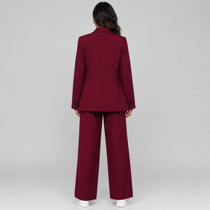 Tatiana | Women's Co-ord Set Longline Blazer Wide-Leg Trousers Two-Piece Tailored Structured Smart Occasion Office Coordinated