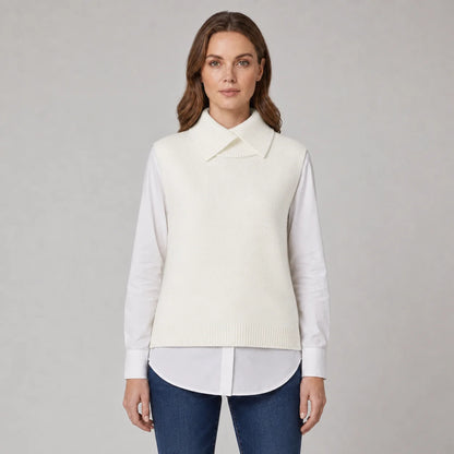 Sutton | Women's Vest Sweater Roll Neck Sleeveless Knit Soft Cosy Warm Layering Chic Feminine Casual Everyday Autumn Winter Knitwear