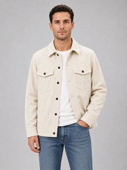 Bryant | Men's Overshirt Corduroy Cotton Button-Up Shirt Jacket Textured Warm Refined Smart Casual Everyday Layering Autumn Winter