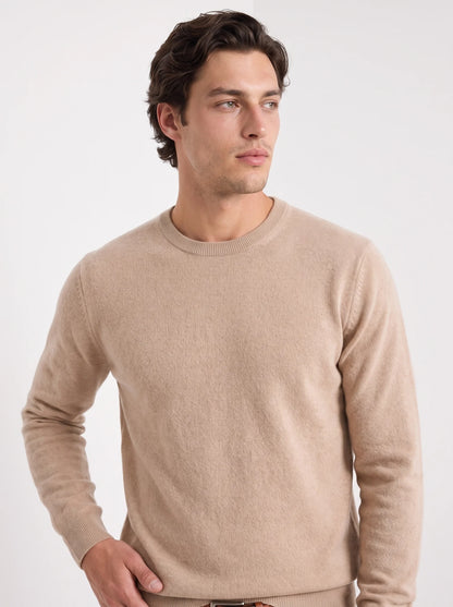 Avi | Men's Sweater 100% Cashmere Round Neck Luxurious Soft Warm Premium Refined Smart Casual Everyday Layering Autumn Winter