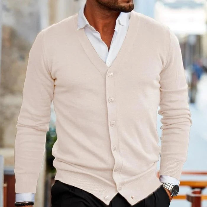 Alden | Men's Cardigan Button Front V-Neck Casual Knit Soft Refined Layering Smart Casual Everyday Autumn Winter Knitwear Warm
