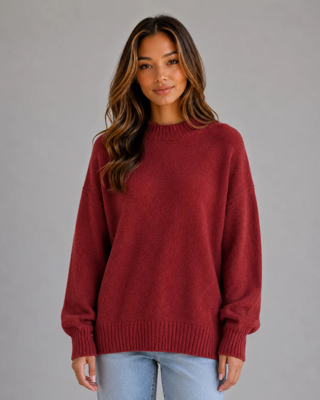 Lexi | Women's Sweater Oversized High Neck Longline Knit Relaxed Dropped Shoulder Soft Cosy Warm Layering Chic Everyday Autumn
