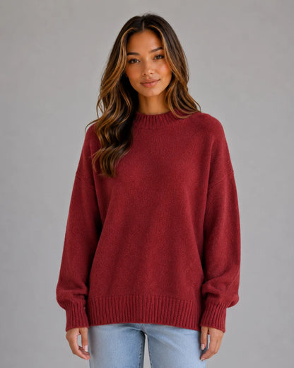 Lexi | Women's Sweater Oversized High Neck Longline Knit Relaxed Dropped Shoulder Soft Cosy Warm Layering Chic Everyday Autumn