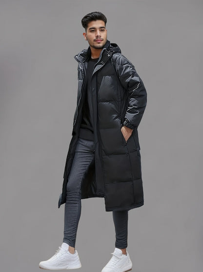 Tristan | Men's Puffer Coat Long Padded Hooded Windproof Insulated Warm Quilted Casual Everyday Cold-Weather Outerwear Winter