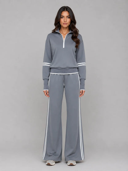 Rosalie | Women's Lounge Set Half-Zip Relaxed Wide-Leg Tracksuit Two-Piece Soft Cosy Warm Coordinated Comfort Loungewear Casual