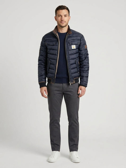 Nikolai | Men's Jacket Urban Padded Insulated Warm Refined Structured Smart Casual Everyday Layering Autumn Winter Outerwear City - Front [Lystr 6a982fcb0dd796827e4ed437:front]