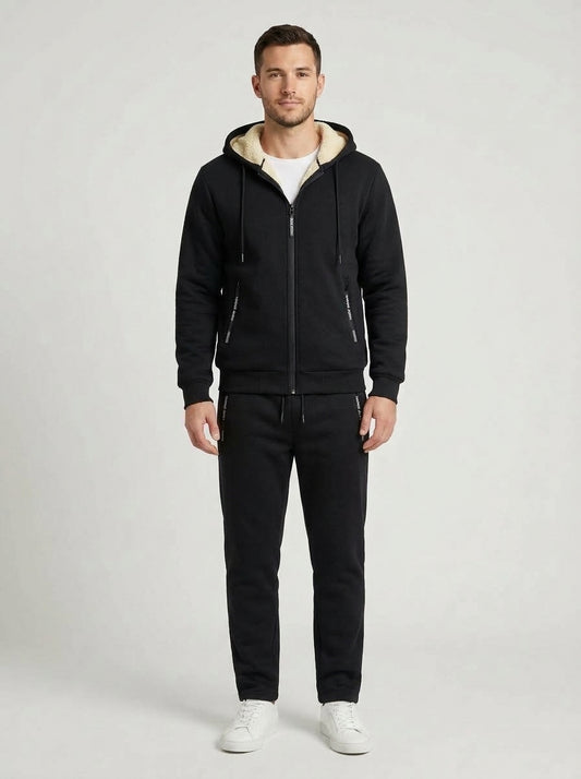 Nelson | Men's Co-ord Set Tracksuit Fleece-Lined Two-Piece Warm Insulated Jacket Trousers Coordinated Sporty Casual Everyday - Front [Lystr 6a982fce0dd796827e4ed43a:front]