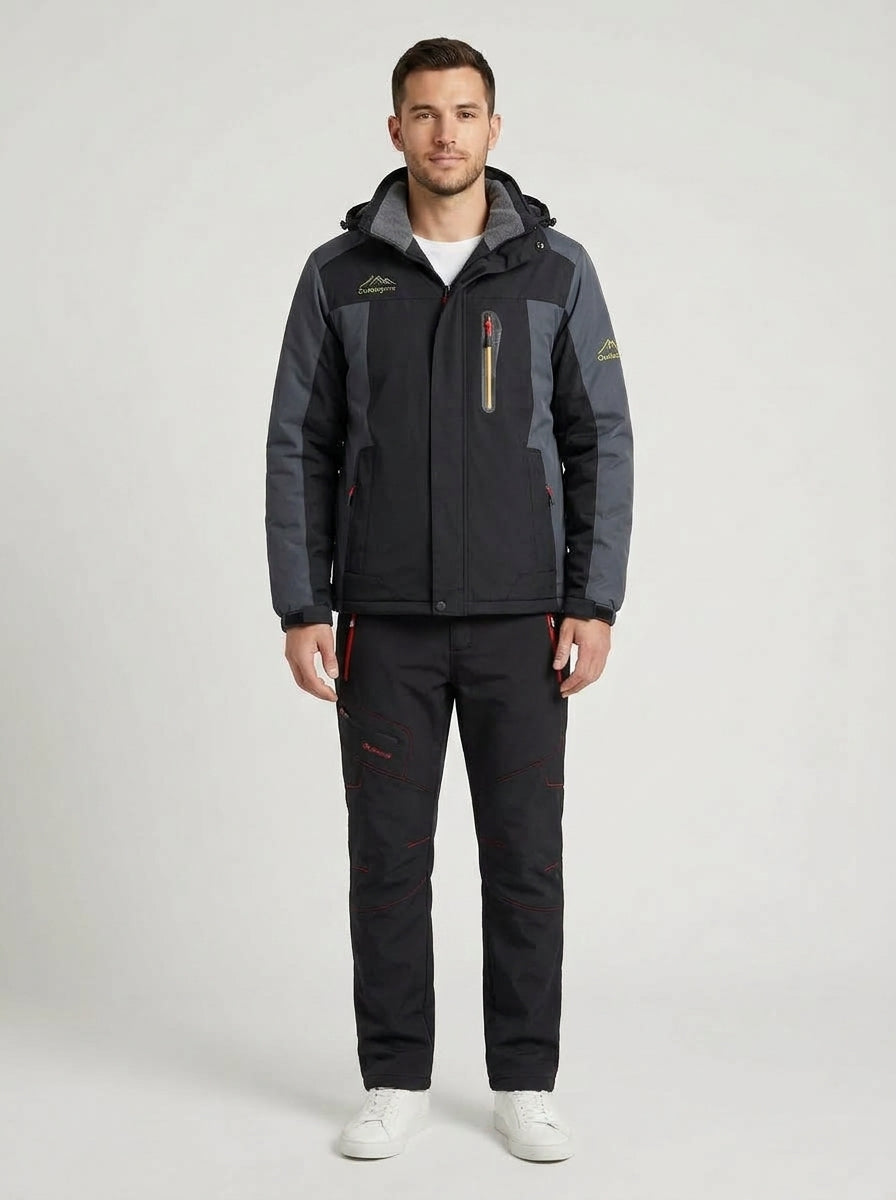 Braxton | Men's Co-ord Set Winter Zip Jacket Elastic-Waist Trousers Two-Piece Insulated Warm Technical Outdoor Snow Functional - Front [Lystr 6a982ff70dd796827e4ed44c:front]