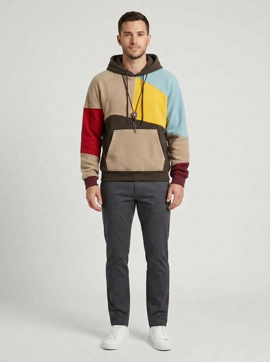 Freddie | Men's Sweater Hooded Colour-Block Knit Soft Warm Casual Relaxed Layering Everyday Streetwear Autumn Winter Knitwear Versatile Cosy - Front [Lystr 6a9838a27ff132fb93077ef7:front]