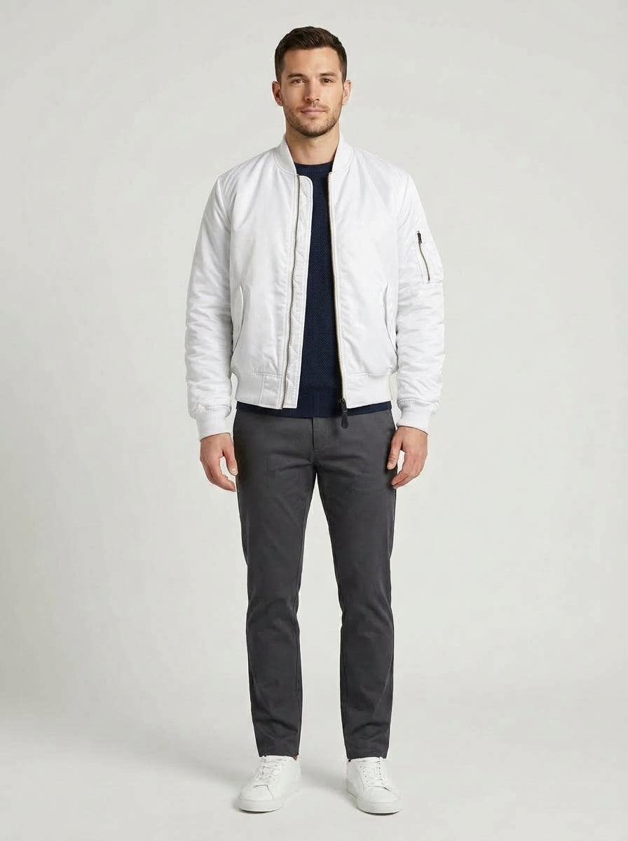 Marc | Men's Bomber Jacket Padded Zip Pockets Insulated Warm Structured Casual Everyday Layering Autumn Winter Outerwear Sporty - Front [Lystr 6a9ed7b0c03765044bf50030:front]