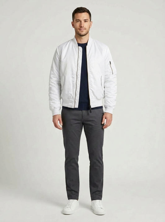 Marc | Men's Bomber Jacket Padded Zip Pockets Insulated Warm Structured Casual Everyday Layering Autumn Winter Outerwear Sporty - Front [Lystr 6a9ed7b0c03765044bf50030:front]