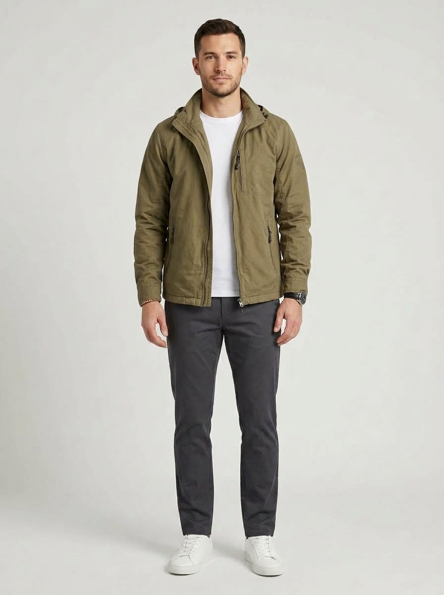 Aidan | Men's Jacket Lightweight Transitional Structured Casual Everyday Layering Autumn Versatile Refined Clean Modern Practical - Front [Lystr 6a9ed7b5c03765044bf50033:front]