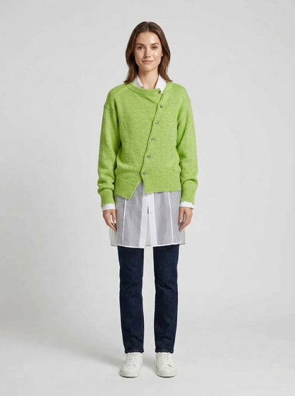 Summer | Women's Jumper Cosy Playful Button Detail Soft Knit Relaxed Warm Layering Chic Feminine Casual Everyday Autumn Winter - Front [Lystr 6a9ed7da306c4f1f5f026d5f:front]