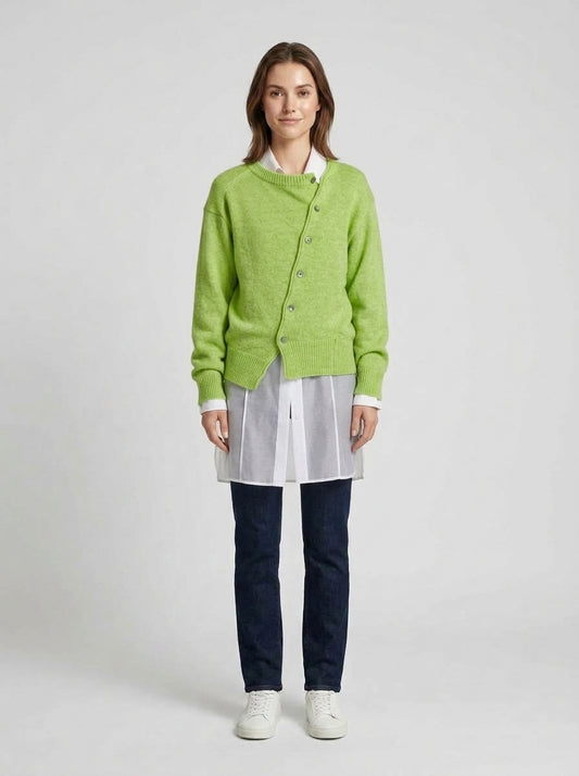 Summer | Women's Jumper Cosy Playful Button Detail Soft Knit Relaxed Warm Layering Chic Feminine Casual Everyday Autumn Winter - Front [Lystr 6a9ed7da306c4f1f5f026d5f:front]