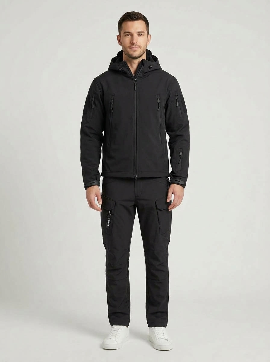 Callan | Men's Co-ord Set Waterproof Windproof Fleece-Lined Outdoor Two-Piece Jacket Trousers Warm Insulated Technical Functional - Front [Lystr 6a9eddd6115737964116400d:front]