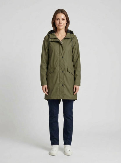 Scarlette | Women's Rain Jacket Long Waterproof Hooded Lightweight Windproof Functional Casual Everyday Outdoor Autumn Winter - Front [Lystr 6a9eddee1157379641164019:front]