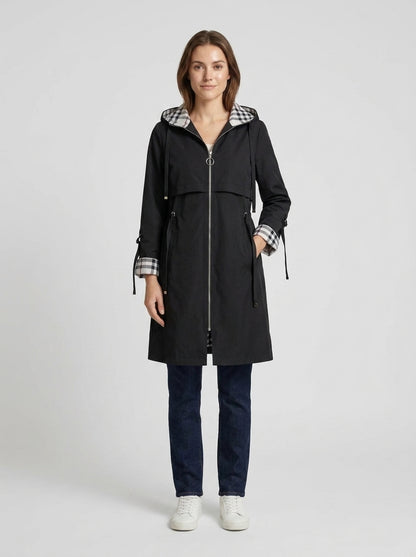 Saylor | Women's Coat Waterproof Hooded Windproof Zip Longline Warm Functional Casual Everyday Outdoor Autumn Winter Outerwear - Front [Lystr 6a9eddfd115737964116401f:front]