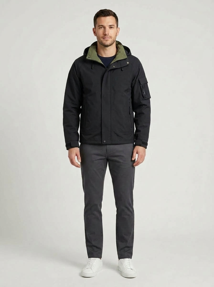 Maxton | Men's Jacket Hooded Waterproof Zip Front Windproof Warm Functional Casual Everyday Outdoor Autumn Winter Outerwear - Front [Lystr 6a9ede031157379641164022:front]