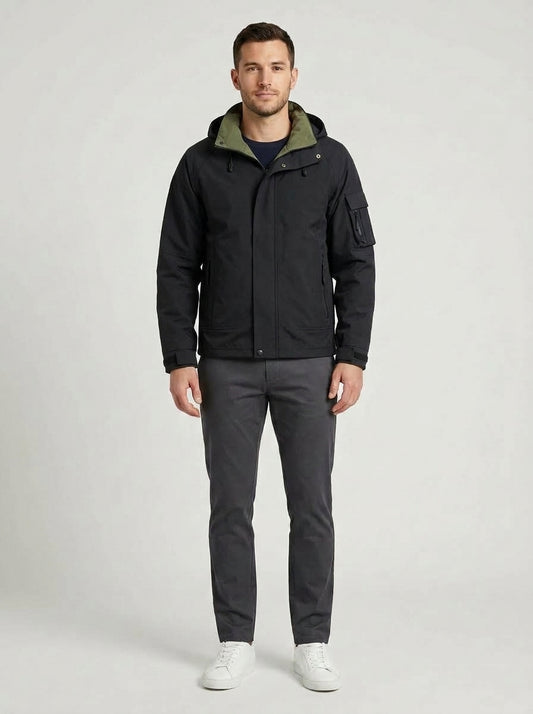 Maxton | Men's Jacket Hooded Waterproof Zip Front Windproof Warm Functional Casual Everyday Outdoor Autumn Winter Outerwear - Front [Lystr 6a9ede031157379641164022:front]