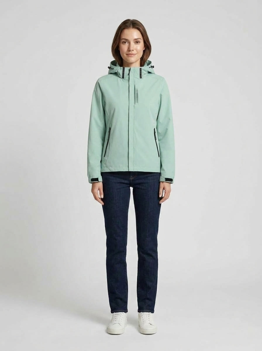 Samara | Women's Rain Jacket Elegant Hooded Waterproof Detailed Functional Windproof Chic Casual Everyday Autumn Winter Outerwear - Front [Lystr 6a9ede101157379641164028:front]