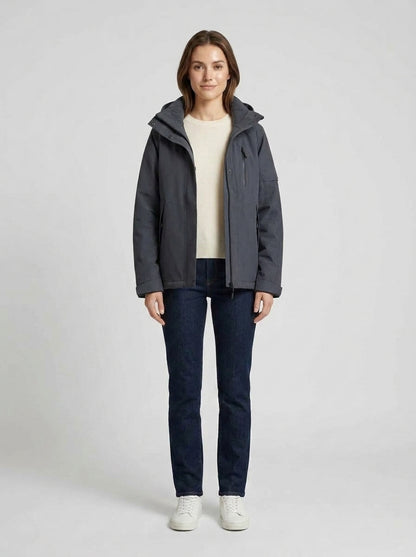 Salma | Women's Rain Jacket Waterproof Hooded Timeless Outdoor Windproof Warm Functional Casual Everyday Autumn Winter Outerwear - Front [Lystr 6a9ede16115737964116402b:front]