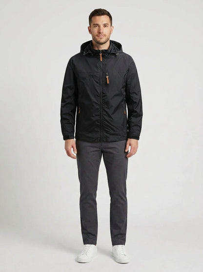 Maximilian | Men's Jacket Hooded Waterproof Regular Fit Zip-Up Windproof Warm Functional Casual Everyday Outdoor Autumn Winter - Front [Lystr 6a9ede1d115737964116402e:front]