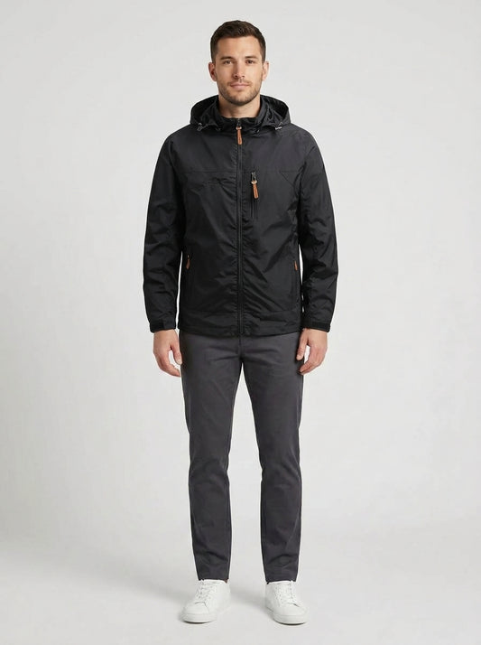 Maximilian | Men's Jacket Hooded Waterproof Regular Fit Zip-Up Windproof Warm Functional Casual Everyday Outdoor Autumn Winter - Front [Lystr 6a9ede1d115737964116402e:front]