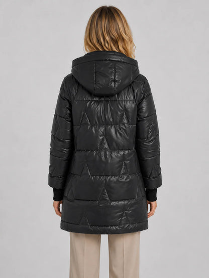 Liliana | Women's Puffer Coat Longline Hooded Quilted Padded Insulated Warm Water-Resistant Casual Everyday Winter Outerwear Cosy