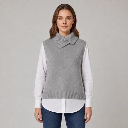 Sutton | Women's Vest Sweater Roll Neck Sleeveless Knit Soft Cosy Warm Layering Chic Feminine Casual Everyday Autumn Winter Knitwear