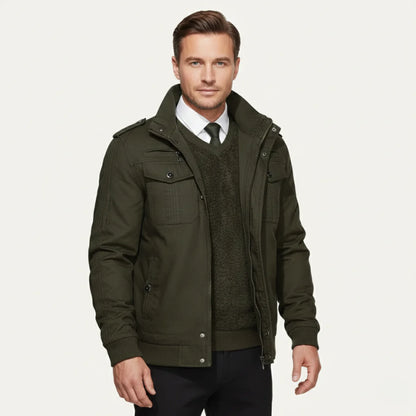 Arlo | Men's Jacket Thermal Military Zip-Up Fleece-Lined Warm Insulated Structured Functional Casual Everyday Outdoor Autumn