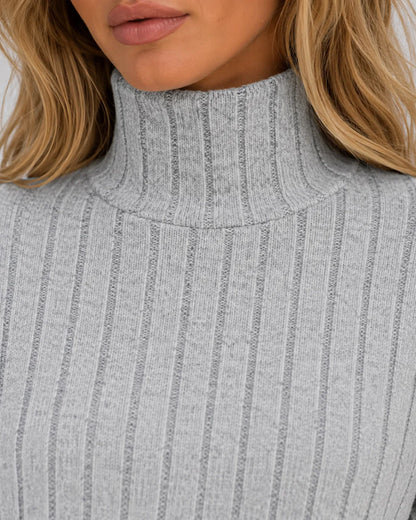 Louisa | Women's Lounge Set Ribbed Knit Roll Neck Jumper Wide-Leg Trousers Two-Piece Soft Cosy Warm Coordinated Relaxed Loungewear