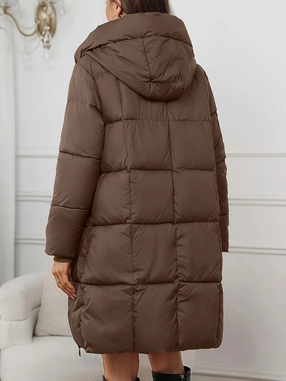 Kendall | Women's Puffer Coat Hooded Longline Quilted Water-Repellent Padded Insulated Warm Travel Parka Casual Everyday Winter