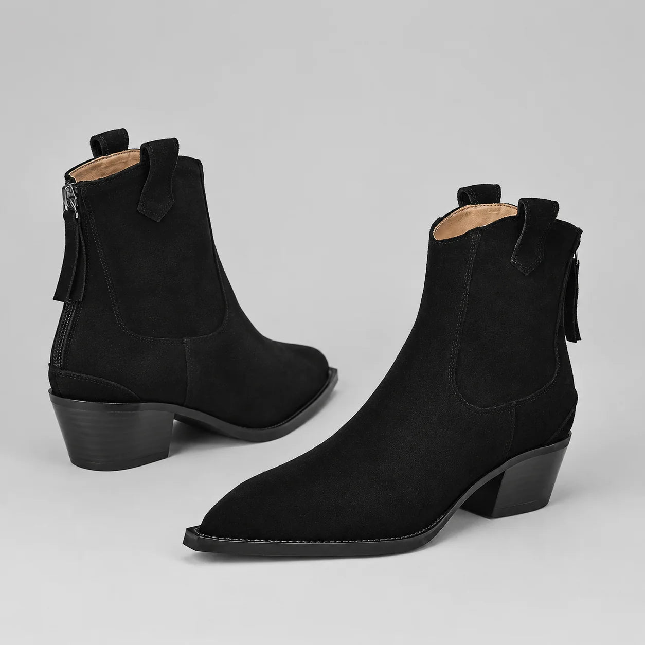 Waverly | Women's Ankle Boots Suede-Look Western Structured Pointed Statement Heritage Chic Casual Everyday Autumn Winter Footwear