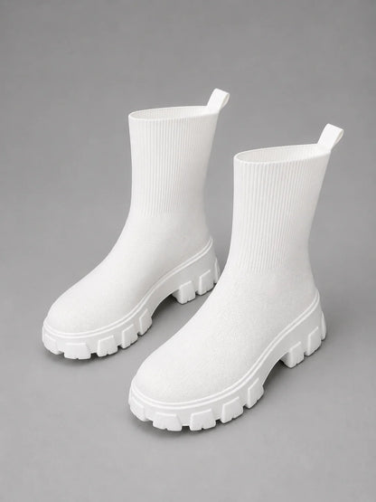 Leilani | Women's Sock Boots Stretch Chunky Sole Sleek Fitted Modern Everyday Winter Casual Comfort Versatile Statement Flattering
