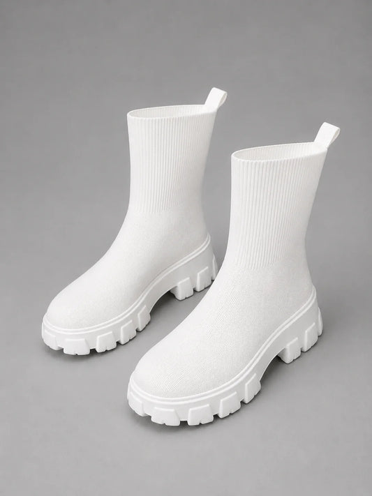 Leilani | Women's Sock Boots Stretch Chunky Sole Sleek Fitted Modern Everyday Winter Casual Comfort Versatile Statement Flattering