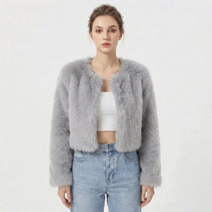 Lucille | Women's Jacket Luxe Faux Fur Soft Plush Warm Collared Statement Cosy Chic Feminine Occasion Everyday Autumn Winter