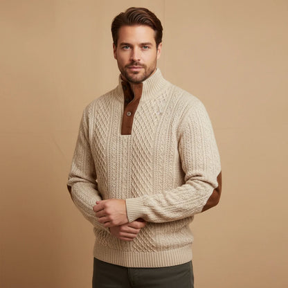 Wilder | Men's Sweater Cable-Knit Vintage Heritage Ribbed Textured Warm Soft Cosy Smart Casual Everyday Layering Autumn Winter