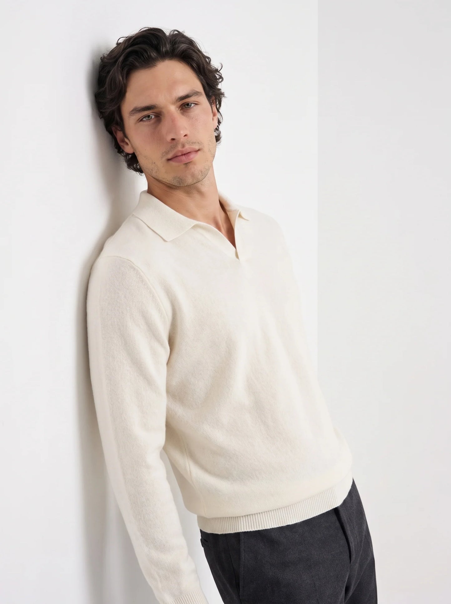 Aurelio | Men's Polo Sweater Long-Sleeve Knit Collared Soft Refined Smart Casual Everyday Layering Autumn Winter Knitwear
