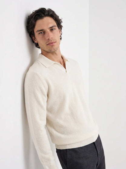 Aurelio | Men's Polo Sweater Long-Sleeve Knit Collared Soft Refined Smart Casual Everyday Layering Autumn Winter Knitwear
